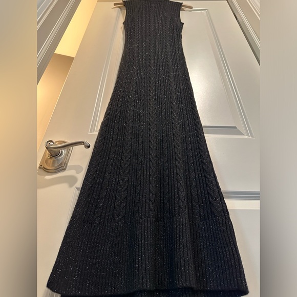NWT CABLE-KNIT PAIGE Marium CABLE-KNIT Midi Sweater Dress BLACK SPARKLE 🖤✨ Med - Picture 3 of 16